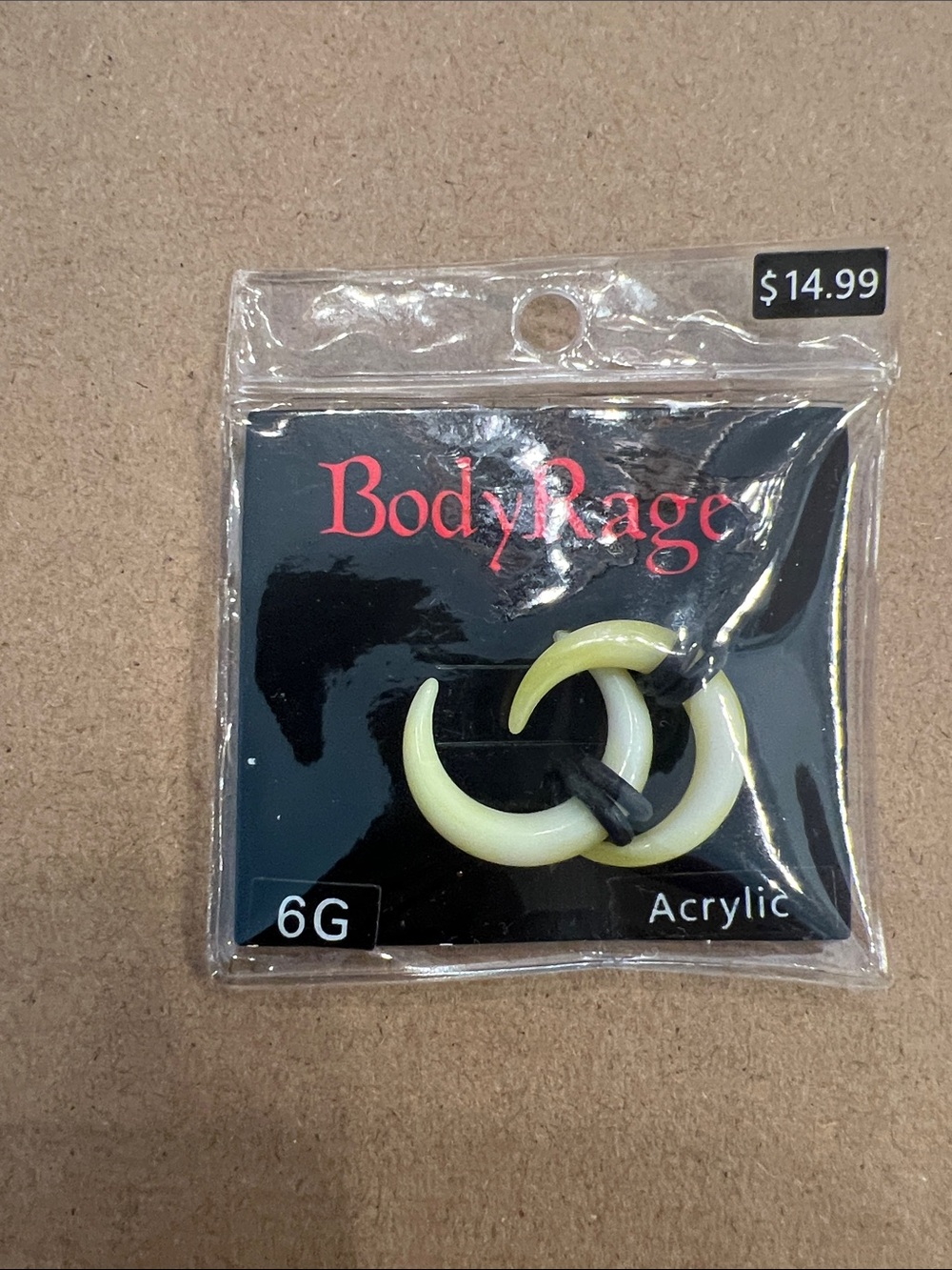 BodyRage Yellow Crescent Ear Tapers for Stretched Lobes (6G)